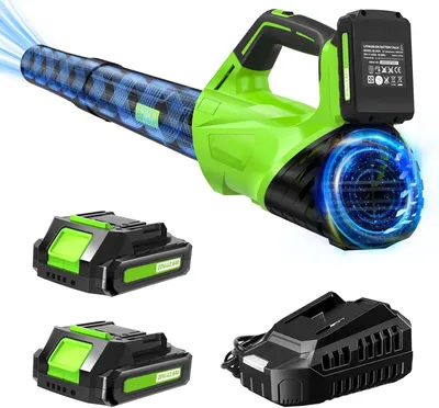 Produktbild von Laubbläser Elektrischer Kabelloser Laubbläser mit 2 Akkus und Ladegerät,Leichte Laubbläser zum Blättern, Terrassenreinigung, Rasenpflege und Staub