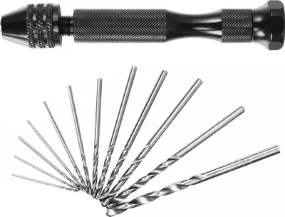 Obrázek produktu pro Ruční vrtačka s 10 vrtáky (černá, 0,8–3,0 mm )