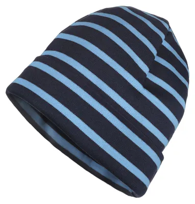 Produktbild von modAS Mütze Maritime Rollmütze Uni für Kinder und Erwachsene – Ringelmütze Baumwollmütze mit Streifen in Blau / Azur bis 52 cm Kopfumfang (Kleinkind)