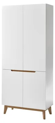 Produktbild von Garderobe Kommode Schrank weiß matt MDF Asteiche furniert Massiv 85 cm Cervin