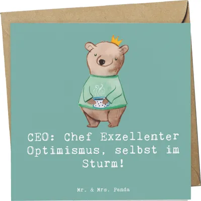 Produktbild von Mr. & Mrs. Panda Grußkarte CEO Optimismus - Meeresbrise - Geschenk, Berufsgestaltung, Geschäftsstrategie, Geschenke für Berufstätige, Klappkarte, Herausforderungen, Beruf