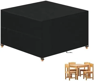 Produktbild von Gartenmöbel Abdeckung Wasserdicht Schutzhülle Gartenmöbel Abdeckung für Tisch und Stühle Abdeckplane Gartenmöbel Abdeckhaube Gartenmöbel Winddicht Anti-UV 420D Oxford Gewebe 100x100x80cm
