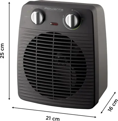 Produktbild von Rowenta Compact Power (SO2210), Elektrischer Raumheizlüfter, 1,4 m, IP20, Drinnen, Tisch/Bank, Flur, Grau, Schwarz