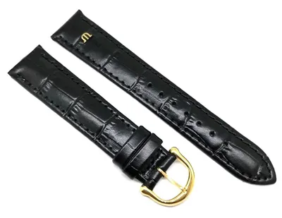 Produktbild von Maurice Lacroix Kroko Prägung Original Uhrenarmband 19 mm schwarz Schließe vergoldet