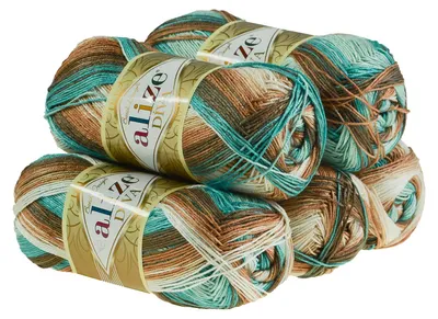 5 x 100g Strickgarn ALIZE DIVA BATIK Farbverlauf Häkelgarn Wolle Stricken Häkeln, 4603
