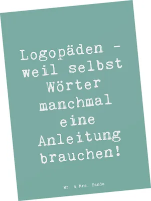 Produktbild von Mr. & Mrs. Panda Ansichtskarte Spruch Logopädin Helden - Meeresbrise - Geschenk, Grußkarte, Anleitung, Sprechen lernen, Beruf, Einfühlungsvermögen, Berufe, Ansichtskarten