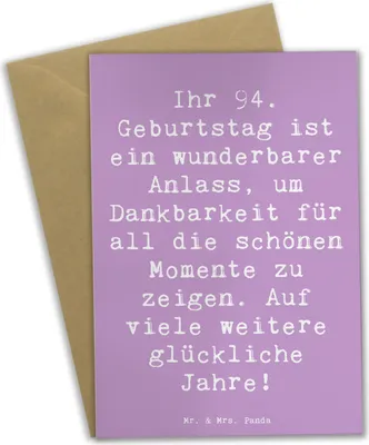 Produktbild von Mr. & Mrs. Panda Klappkarte Spruch 94. Geburtstag - Lavendeltraum - Geschenk, Wünsche, Glückwunsch, einladungskarten, osterkarten, Glückwunschkarte, weihnachtskarten