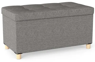 Image de Banc de rangement, structure en bois, capacité de 75 litres, charge maximale de 160 kg, surface rembourrée, assemblage requis