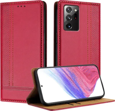 Image de Étui pour Samsung Galaxy Note 20 Ultra étui en cuir avec fonction stand rouge