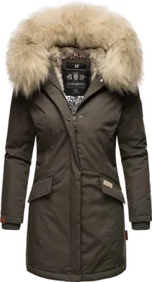 Produktbild von Navahoo Premium Damen Winterjacke Parka Mantel Jacke Kunstfell Gefüttert Kapuze Cristal Anthrazit Gr. 34 - XS