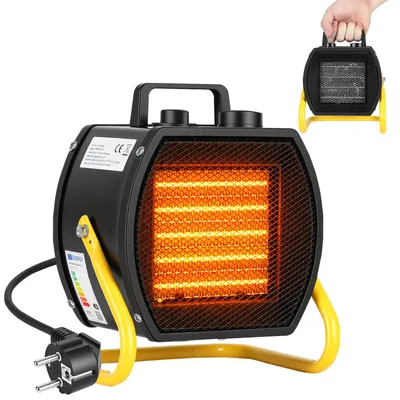 Image de Chauffage électrique Vigevee, 3000 W, 3 niveaux de puissance, thermostat jusqu'à 85 °C, adapté pour environ 30 m², couleur noire et jaune