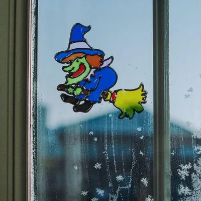 Obrázok produktu pre Halloweenska dekorácia na okno - farebná čarodejni