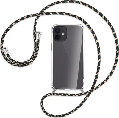 Produktbild von Handykette Backcover-Schutzhülle mit Band (Metall silberfarben) für Apple iPhone 12 Mini - camouflage