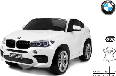 Produktbild von Elektrofahrzeug BMW X6 M, Spielzeugauto, Weiss, Zwei Kunstledersitze, Original lizenziert, Batteriebetrieben, Öffnende Türen, Elektrische Bremse, 2x Motor, 12V10Ah Batterie, 2,4 Ghz Fernbedienung, weiche EVA-Räder, sanfter Start