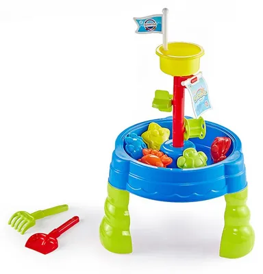 Zdjęcie produktu dla Zestaw zabawek do piasku dla dzieci: piaskownica, zamek, stolik do piasku (19 elementów). Łopatka, wiaderko, zabawki do zabawy w piasku i wodzie, tworzywo sztuczne, od 3 lat, na zewnątrz, okrągły stolik na plażę