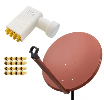Produktbild von PremiumX SAT Anlage 80cm Antenne Ziegelrot Octo LNB 16x F-Stecker
