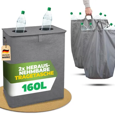 Flaschensammler 160 L, 2 Fächer, extra stabil, grau