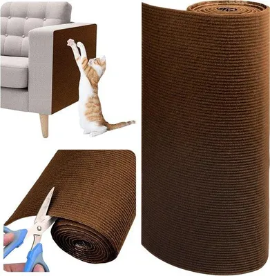 Produktbild von Selbstklebende Katzenkrabatemat - Katzenkratzer für Möbel - Schutz Katzen vor Beschädigung (40 x 200 cm, dunkelbraun)