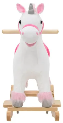 Produktbild von vidaXL Schaukeltier Einhorn Plüsch 65x32x58 cm Weiß und Rosa