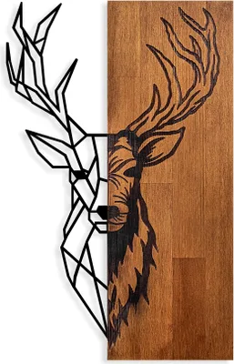 Produktbild von Wallity, Red Deer 1, Wanddeko, Nussbaum, Metall, 33 x 58 cm