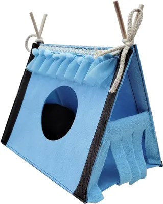 Immagine prodotto di Tenda nascondiglio per criceti, casa tunnel per conigli e topi, giocattolo tubolare per piccoli animali, nido caldo, habitat, blu