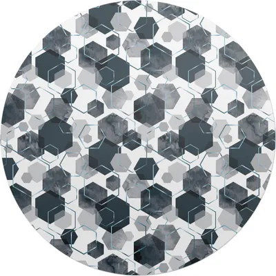 Produktbild von Geometrische Sechsecke – Bodenschutzmatte – Stuhlunterlage – Bürostuhlmatte – Rutschfeste Bodenmatte – Schutzmatte für Hartboden – fi 100 cm