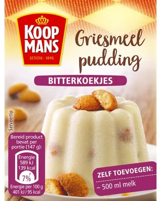 Produktbild von Koopmans Griesmeelpudding mit Bitterkoekjes, 90 g – Feiner Grießpudding Snack