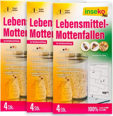 Produktbild von inseko 12x Lebensmittelmotten Falle I insektizidfrei & geruchlos I Lebensmittelmottenfalle Germany - 3 Packungen (442215)