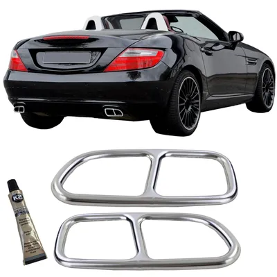 Immagine prodotto di Tubo di scappamento in acciaio inossidabile con finitura cromata, design a 4 tubi, compatibile con Mercedes SLK R171 dal 2008 al 2011