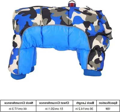 Winddichtes Hundejackett - Warme Kleidung für Hunde - Blaue Camouflage - Wasserdichte Hundemäntel - Geeignet für Höhlen...