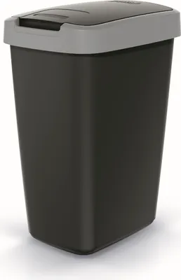Produktbild von Abfallbehälter 12l mit Deckel KEDEN COMPACTA Q schwarz mit grauem Rand