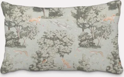 Produktbild von SCHÖNER LEBEN. Kissenhülle aus Baumwolle Bäume Fuchs und Hasen mint Größe 40x60cm (HxB) 40x60cm (HxB) Größe