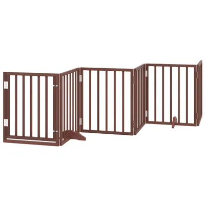 Obrázek produktu pro Zábrana pro psy s dvířky skládací 6 panelů hnědá 300 cm topol