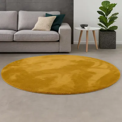 Produktbild von Luxus Super Soft Kunstfellteppich Pearl Curry Rund, Größe:200 cm Rund