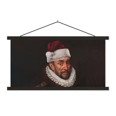 Produktbild von MuchoWow® Textilposter Wilhelm von Oranien - Weihnachtsmütze - Alte Meister 60x30 cm mit schwarzem Rahmen - Textilien