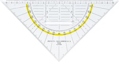 Produktbild von Aristo AR1555/2, Winkelanschlagslineal, Polymethylmethacrylat (PMMA), Transparent, Gelb, 225 mm, 1 Stück(e), Österreich