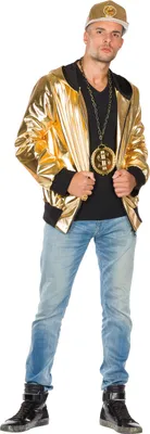 Produktbild von Bomber Jacke King Rapper Hiphop 80er Jahre gold Karneval Fasching Kostüm 56
