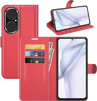 Produktbild von Schutzhülle für Huawei P50 Case Handy Hülle Cover Case Schutztasche Wallet Etuis Neu, Farbe:Rot