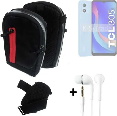 Produktbild von K-S-Trade Outdoor Gürteltasche Holster Umhängetasche + Kopfhörer kompatibel mit TCL 305i schwarz Handy Tasche Case travelbag Schutzhülle