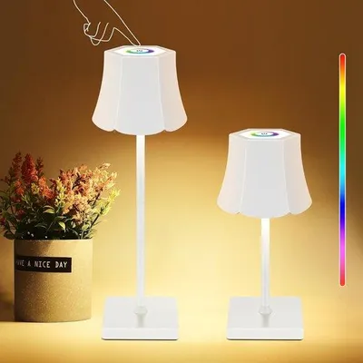 Productafbeelding van Dimbare RGB Led Tafellamp - Draadloos, Oplaadbaar en Dimbaar voor Slaapkamer en Restaurant