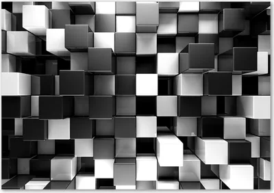 Produktbild von Tulup® Glas-Bild - 100 x 70 - Wandbild aus Glas - Wandkunst - Wandbild hinter gehärtetem Sicherheitsglas - Kunst: modern & klassisch - Abstrakte Würfel - Silber