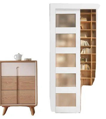 Immagine prodotto di Porta scorrevole VEVOR (915 x 2035 mm) 5 pezzi in vetro satinato con kit di ferramenta, pannello scorrevole in legno massiccio e MDF con superficie impermeabile per camera da letto cucina studio
