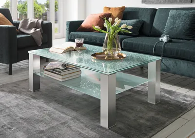 Produktbild von Couchtisch aus Glas Crash Sandgestrahlt