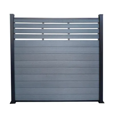 Produktbild von Floordirekt WPC Sichtschutzzaun Elba 180x180 cm Anthrazit, Gartenzaun mit Aluminium-Pfosten, wetterfest, UV-stabil, pflegeleicht für Garten & Terrasse