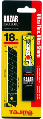 Immagine prodotto di Tajima Ersatzklingen Razar Black 18 mm Klingen 10 Stück Spender & Karte LCB50RBC