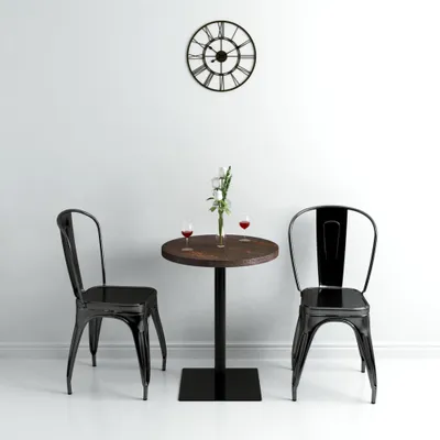 Image de vidaXL Table de bistrot MDF et acier Rond 60×75 cm Frêne foncé