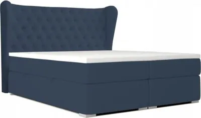 Produktbild von Doppelbett RENI mit Bettzeugcontainer, Topper Federkern (Dunkelblau - Kunstleder Soft 09, 140 x 200)