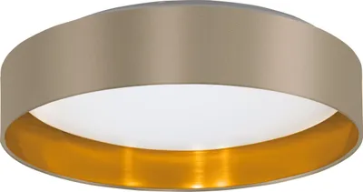 Produktbild von EGLO LED Deckenlampe Maserlo 2, Textil Deckenleuchte, Wohnzimmerlampe Decke aus Stoff in gold und taupe, Kunststoff in weiß, warmweiß, Ø 38 cm