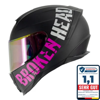 Produktbild von Broken Head BeProud Sport Pink Set Motorradhelm + Pink Verspiegeltes Visier | Mirror Edition : M (57-58 cm) Größe: M (57-58 cm)