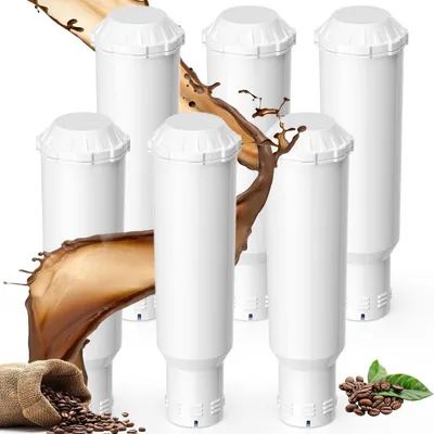 Image de Filtres à eau, lot de 6, pour machines à café Melitta, Krups, Nivona et Pro Aqua, avec filtration en 3 étapes